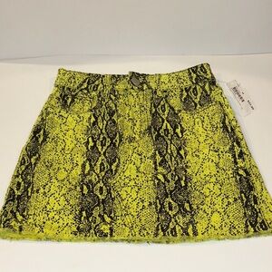 NWT Mystique Boutique Neon Snake Print Mini Skirt